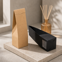 Boîte d'emballage pliable pour diffuseur de roseaux en carton recyclable brun noir mat écologique imprimé sur mesure avec fenêtre
