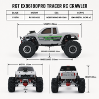RGT EX86180PRO Tracer 4-Wheel Steering Portal Axle Crawler 1/10 Camion RC Tout-Terrain Professionnel RTR Métal Résine 4 Canaux <150m