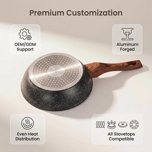 Recubrimiento antiadherente de aluminio Sartén profunda Juego de ollas de cocina forjadas Logotipo personalizado Utensilios de cocina de inducción Sartenes al por mayor - Product Image 4
