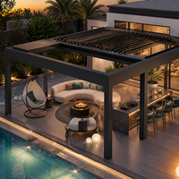 Pergola motorisée en aluminium pliable Greenawn, pergola de luxe pour l'extérieur, imperméable, toit rétractable à lamelles