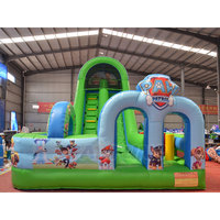 Château gonflable commercial en PVC avec toboggan combiné, chien à pattes, toboggan sec gonflable, parcours d'obstacles à louer