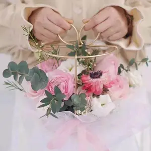 Suporte de mesa de decoração de casamento, metal dourado, círculo redondo, flor, para planta