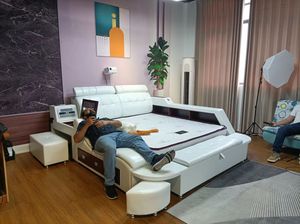 Technology Smart <b>Bed</b> Modern Multi-Functional <b>Double</b> <b>King</b> <b>Size</b> Wood Storage Projector Solid Wood 231018 - Product Image 6