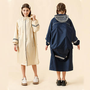 Impermeable Infantil Yafang de Primavera, Color Azul Marino, con Compartimento para Mochila, Estilo Poncho - Product Image 2