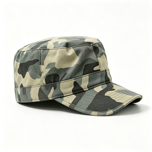 Casquette de cadet unisexe de luxe en toile de coton camouflage avec logo personnalisé - Casquette plate pour patrouille en extérieur, camping, chasse et travail - Product Image 2