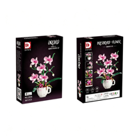 DK 3004 3005 NOUVEAU Blocs de construction pour filles, thème Tasse de café bleue et Orchidée, avec petites particules, jouet de décoration végétale à assembler pour enfants