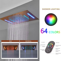 Système de douche à musique à LED de grande taille Mitigeur de douche thermostatique encastré Ensemble de douche à effet pluie Système de robinet doré