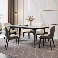 Table à manger rectangulaire moderne et durable de luxe ensemble 4 chaises en pierre frittée meubles en métal design salle à manger
