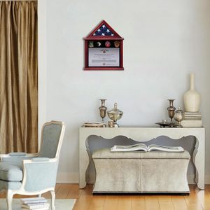 Vitrine en bois massif acajou avec verre véritable pour drapeau, médaille, certificat, et boîte à <span class=keywords><strong>ombre</strong></span> pour <span class=keywords><strong>l</strong></span>'affichage <span class=keywords><strong>de</strong></span> drapeaux américains pliés 5 x 9,5 et <span class=keywords><strong>de</strong></span> badges - Product Image 6