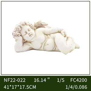 Statua in Resina di Cherubino Dormiente, Figurina di Angioletto Bianco Anticato per Giardino e Casa, Scultura Commemorativa Tranquilla - Product Image 2