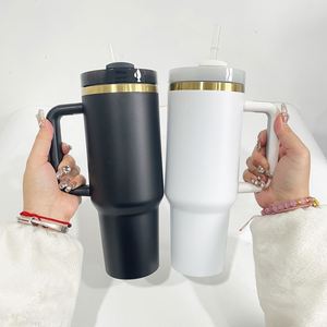Usa Warehouse H2.0 <b>Macarone</b> Gold Plated Powder Coated Outdoor Customized Gifts 40oz Gold Coated Tumbler for Laser Engraved - Product Image 2