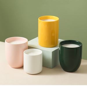 Luxury pink <b>White</b> Christmas Bright Candle Vessels Empty Ceramic Luxury Candle Jar for Candle Making - Product Image 4