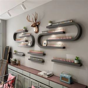 Zxm Nail Salon <b>Shelf</b> Wall Hanging Mental Storage <b>Shelf</b> <b>Gold</b> Nail Polish Display Rack - Product Image 3