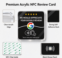 Autocollant de table NFC en acrylique rigide pour Google Follow, Panneau NFC à toucher pour la connexion, Conception personnalisée, Dos auto-adhésif pour magasin
