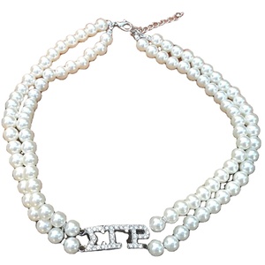 <span class=keywords><strong>Collana</strong></span> Multistrato <span class=keywords><strong>con</strong></span> Lettere Greche, Gioiello <span class=keywords><strong>con</strong></span> <span class=keywords><strong>Perle</strong></span> e Lettere Greche Divine Nine, <span class=keywords><strong>Collana</strong></span> Choker Sigma Gamma Rho - Product Image 1