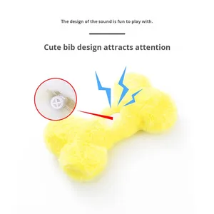 Jouet pour chien en peluche en forme d'os, résistant aux morsures et à l'usure, lavable, avec son amusant et longue durée de vie, jouet à mâcher couineur pour chiot - Product Image 3