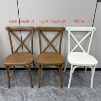 Chaise empilable vintage en résine à dossier croisé pour événements, mariages, banquets, restaurants, hôtels, intérieur et extérieur