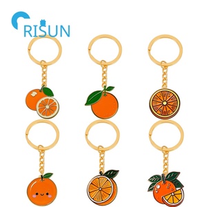 Porte-clés personnalisé en métal émail mignon dessin animé agrumes porte-clés pendentif Llavero <span class=keywords><strong>mandarine</strong></span> porte-clés personnalisé clémentine <span class=keywords><strong>orange</strong></span> - Product Image 1