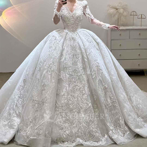 Robe de mariée à manches longues, broderie en dentelle, robes de mariée, Vestido Noiva, grande taille, Lsjj66 - Product Image 2