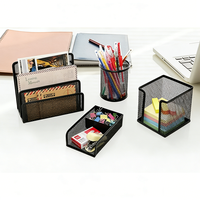 Ensemble de papeterie de bureau en 5 pièces, ensemble d'accessoires de bureau en métal, porte-stylos rond, ensemble de rangement de bureau