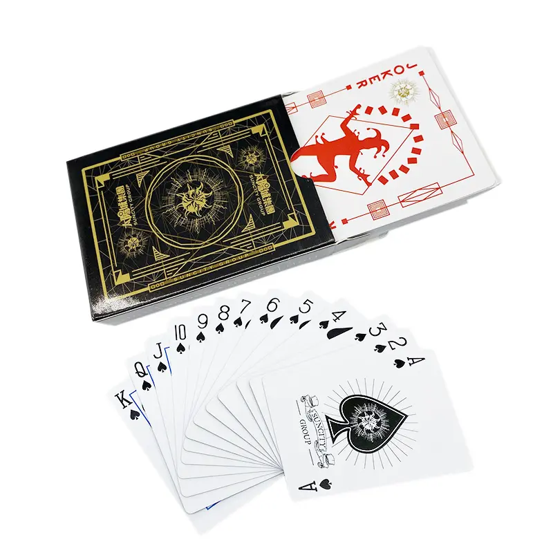 Personalizza il tuo design Texas Hold em carte da gioco produzione stampa carte da gioco placcate in oro carte da poker nere fresche personalizzate