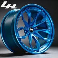 Juego de 2 Llantas de Aleación Forjadas de 17-24 Pulgadas, Color Azul Mate Deportivo, Diseño de 5 Radios Divididos, Borde Remachado, Personalizadas, PCD 5x112/5x120, Compatibles con BMW, Audi, Mercedes