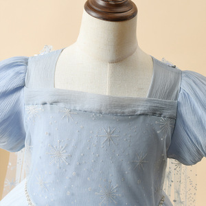 OEM ODM Abito di Alta Qualità per Bambine, Stile Principessa <span class=keywords><strong>Elsa</strong></span>, in Cotone con Gonna Plissettata, Manica Corta, Abbigliamento Boutique per Bambini - Product Image 3