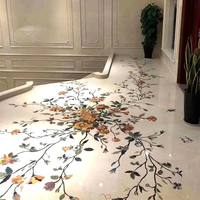 Baguettes de sol en marbre décoratives d'hôtel, motif de médaillon, jet d'eau