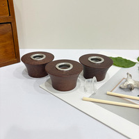 Hoogwaardige ronde walnootkleurige houten aromatherapie deksel groothandel aanpasbare houten geurkaarsenkap