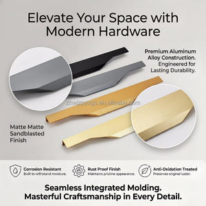 Kenop Pintu Kabinet Minimalis Italia Modern, Gagang Laci Tanpa Slot, Gagang Kabinet Lemari dari Aluminium Alloy, Mudah Dipasang - Product Image 4