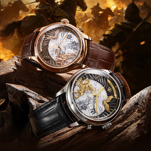 นาฬิกาข้อมืออัตโนมัติ Lucky Harvey Men Genghis Khan รุ่นหน้าปัดแซฟไฟร์คริสตัล <span class=keywords><strong>ส</strong></span>ายหนั<span class=keywords><strong>ง</strong></span> กันน้ำ 5ATM หน้าปัดไล่เฉดสีแบบ Guilloche - Product Image 1