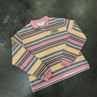 Polo de rugby rayé personnalisé 100 % coton à manches longues, coupe carrée, tricoté, rayé, pour homme