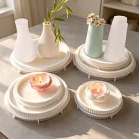 Molde de silicona estilo nórdico de venta directa de fábrica para bandeja redonda de almacenamiento, florero, portavelas de forma de vela y rosa, y soporte para velas de té, para resina y yeso