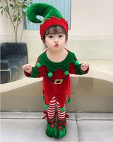 Nouvel ensemble de costumes de Noël Père Noël, tenues de cosplay d'elfes verts pour la famille, pour fêtes de carnaval, spectacles du Nouvel An, cadeau de Noël