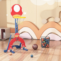 Kinder-Basketballkorb in Pilzform aus Kunststoff für 3-6 Jährige, Miniatur-Ballwurfspiel für Drinnen