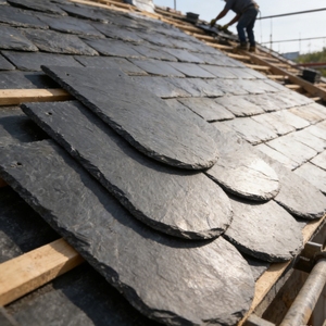 Tuiles de toit en <span class=keywords><strong>ardoise</strong></span> naturelle, revêtement de toiture en pierre, fendues à la main, pour villas extérieures, bâtiments historiques européens, formes et tailles personnalisées de qualité supérieure - Product Image 2