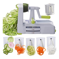 5-en-1 Coupe-légumes en spirale, Trancheuse à cheveux d'ange, pour frites bouclées, spaghetti, fettuccine, et trancheuse à pommes de terre en acier inoxydable