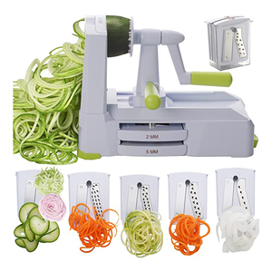 5-en-1 <span class=keywords><strong>Coupe</strong></span>-<span class=keywords><strong>légumes</strong></span> en spirale, Trancheuse à cheveux d'ange, pour frites bouclées, <span class=keywords><strong>spaghetti</strong></span>, fettuccine, et trancheuse à pommes de terre en acier inoxydable - Product Image 2