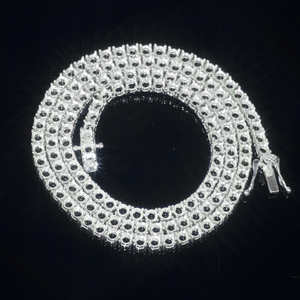 Cadena de Tenis con Diamantes Semi-Montados Chapados en Oro de 10K, <span class=keywords><strong>14K</strong></span> y 18K, Collar de Tenis de Plata 925 Semi-Montado, Brazalete Vacío - Product Image 1