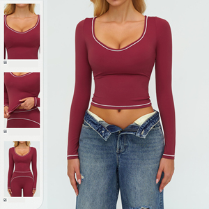 Nuovo Arrivo: Completo Yoga Personalizzato Traspirante da 6 Pezzi per <span class=keywords><strong>Donna</strong></span> – Top a Maniche Lunghe e Pantaloni Svasati per Corsa ed Esercizio - Product Image 2