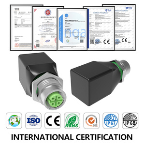 Circular M12 Waterproof <strong>Connector</strong> 4-Pin <strong>D</strong>-Code Front Fastened <strong>Male</strong> Female Plug To 90 Degree RJ45 Female Plug Adapter <strong>Connector</strong> - Product Image 4