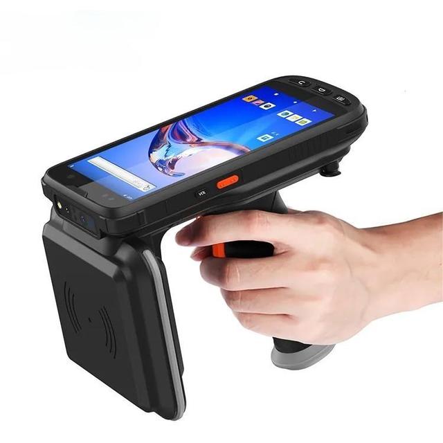 Android PDA Handheld Barcode Scanner 1D 2D Option Long Range 20 Meter UHF RFID Tag NFC Reader Communication Antennas All-in-One