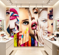 Papier peint mural personnalisé pour la beauté, le maquillage et le nail art, portrait de femme tendance pour la décoration de fond de salon de beauté et de salon de manucure