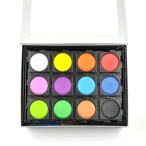 Sunny factory direct Non-Toxic soluble pigment dry gouache 12 Solid Watercolor paint set for Artists Students Hobbyists