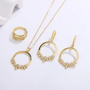 Phụ Nữ Của Thời Trang Trang Sức Set Với Chất Lượng Cao Nhẫn, Dài Mặt Dây Chuyền Vòng Cổ, Và Đồng Vàng Mạ Đồ Trang Sức Bộ Hợp Thời Trang Túi OPP Ygl