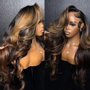 Peluca de Cabello Humano Rizado Profundo Frontal de Encaje Transparente 13*4 con Mechas P427, Ondas Corporales, 250% de Densidad, 100% Virgen sin Procesar - Product Image 3