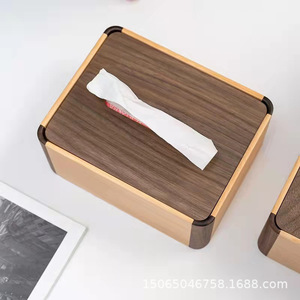 Caja de pañuelos de madera rectangular, caja de almacenamiento de madera de nogal para el hogar, sala de estar, comedor, decoración de mesa de centro - Product Image 4