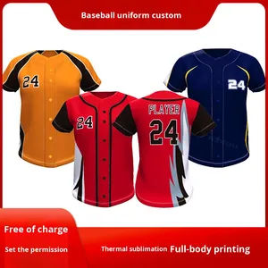 Tùy Chỉnh Bóng Chày <span class=keywords><strong>Jersey</strong></span> Ngắn Tay Áo Sơ Mi In Logo Bóng Mềm Trò Chơi Đào Tạo Mặc Unisex Thể Thao 100% Polyester Đồng Bằng - Product Image 3