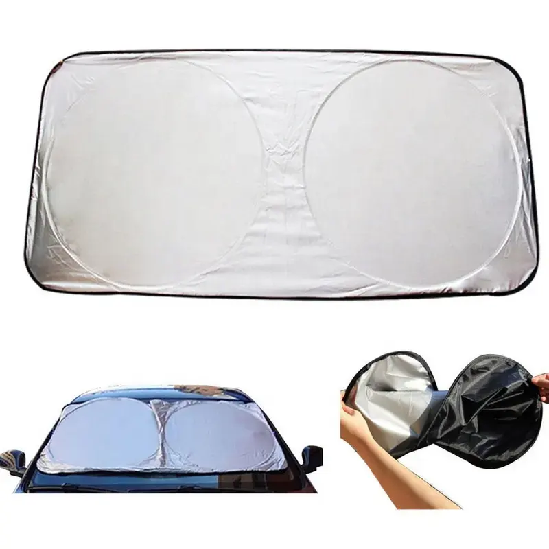 Pare-soleil de voiture de pare-brise avant pliable, sac de protection solaire de pare-soleil de pare-brise de voiture, visière de fenêtre avant de voiture