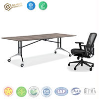 Table de conférence pliable moderne pour bureau, table de réunion mobile à plateau rabattable pour formation, avec roulettes, sans quantité minimale de commande (QMC)